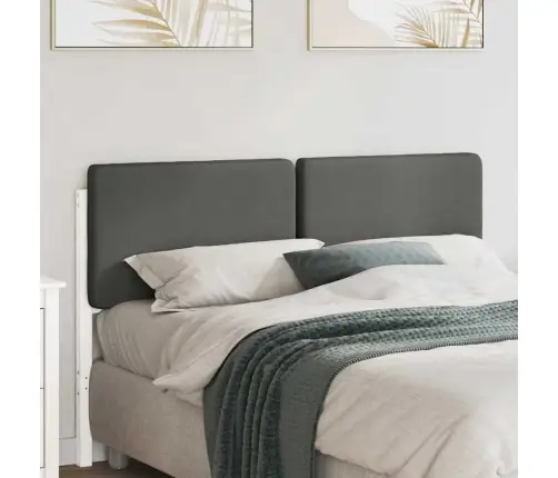 Mīkstināts Gultas Galvgalis Balts Un Gaiši Pelēks 150 Cm Vidaxl