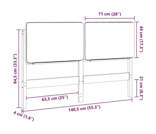 Mīkstināts Gultas Galvgalis Brūns Un Taupe 135 Cm Vidaxl