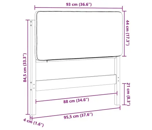 Mīkstināts Gultas Galvgalis Brūns Un Melns 90 Cm Vidaxl