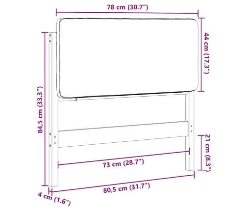 Mīkstināts Gultas Galvgalis Brūns Un Melns 75 Cm Vidaxl