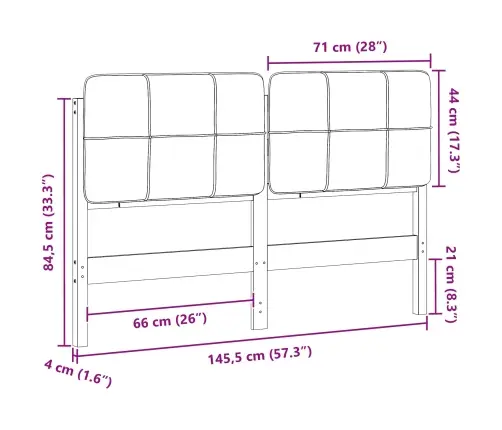 Mīkstināts Gultas Galvgalis Brūns Un Melns 140 Cm Vidaxl