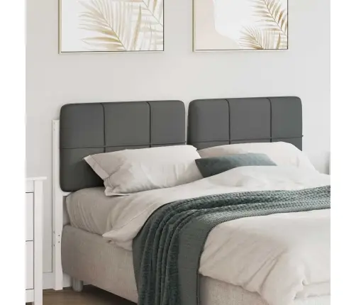 Mīkstināts Gultas Galvgalis Balts Un Gaiši Pelēks 140 Cm Vidaxl