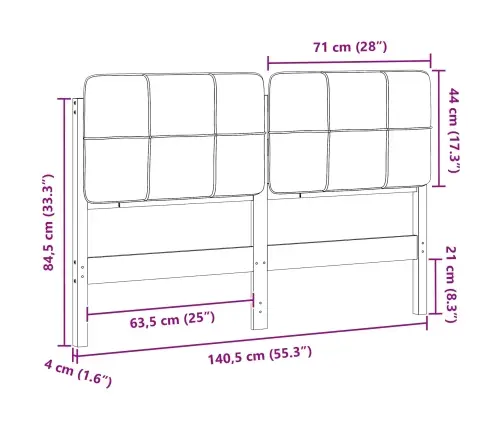 Mīkstināts Gultas Galvgalis Brūns Un Melns 135 Cm Vidaxl