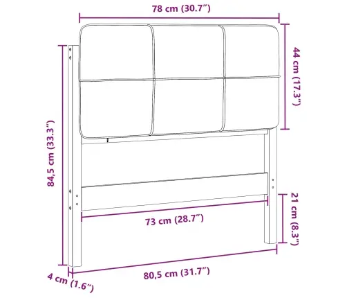 Mīkstināts Gultas Galvgalis Brūns Un Melns 75 Cm Vidaxl