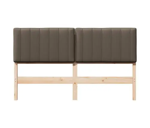 Polsterdatud Voodiots Peaga Pruun Ja Taupe 160 Cm Tahke Mänd