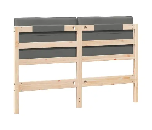 Polsterdatud Voodiots Pruun Ja Heledat Hall 150 Cm Tahke Mänd