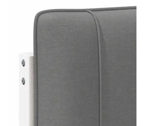 Polsterdatud Voodiots Peaga Valge Ja Helehall 150 Cm Tahke Mänd