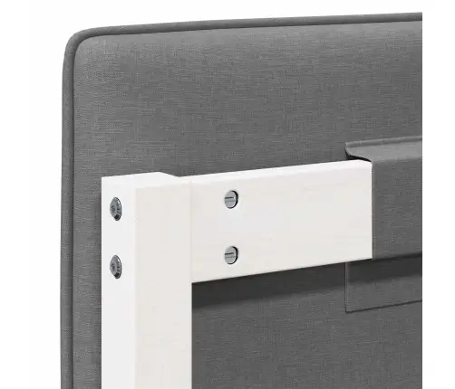 Polsterdatud Voodiots Peaga Valge Ja Helehall 150 Cm Tahke Mänd