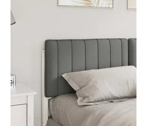 Polsterdatud Voodiots Peaga Valge Ja Helehall 150 Cm Tahke Mänd