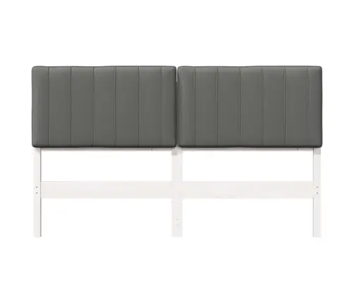 Polsterdatud Voodiots Peaga Valge Ja Helehall 150 Cm Tahke Mänd