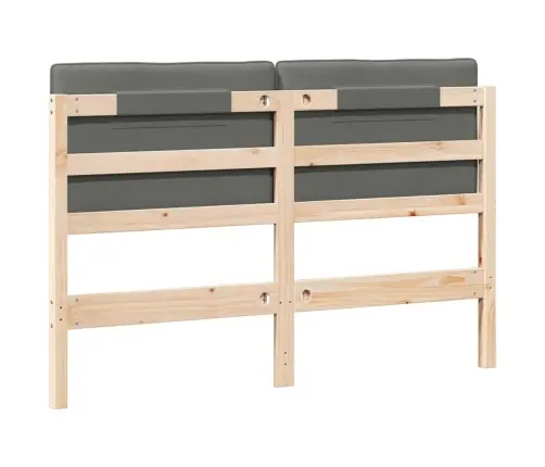 Polsterdatud Voodiots Pruun Ja Heledat Hall 140 Cm Tahke Mänd