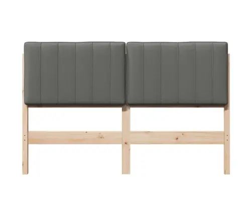 Polsterdatud Voodiots Pruun Ja Heledat Hall 140 Cm Tahke Mänd