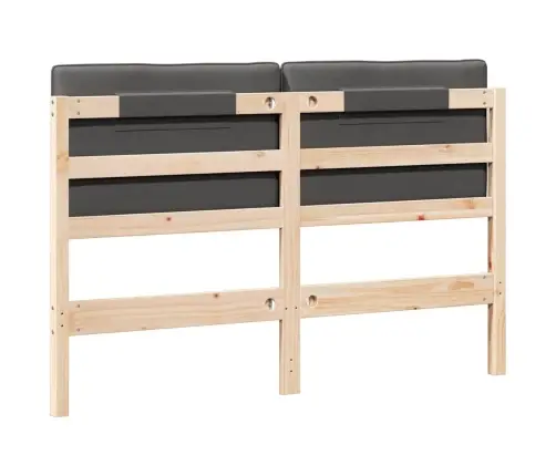 Polsterdatud Voodiots Peaga Pruun Ja Tumehall 135 Cm Tahke Mänd