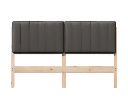 Polsterdatud Voodiots Peaga Pruun Ja Tumehall 135 Cm Tahke Mänd