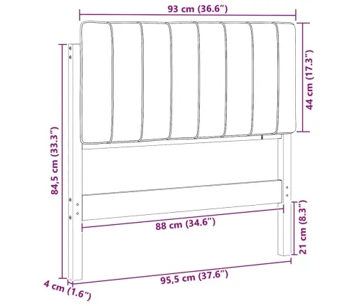 Mīkstināts Gultas Galvgalis Brūna Un Gaiši Pelēka 90 Cm Vidaxl