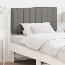 Polsterdatud Voodiots Peaga Valge Ja Helehall 90 Cm Tahke Mänd