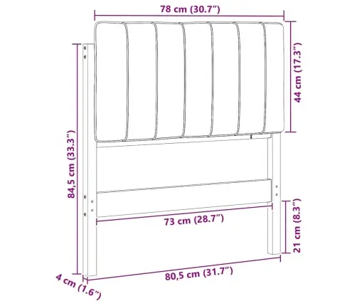 Mīkstināts Gultas Galvgalis Brūns Un Melns 75 Cm Vidaxl