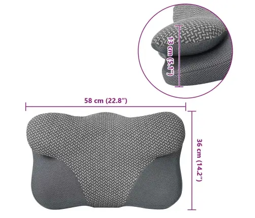 Kaklo Pagalvė Su Pagalve Pilka 58 X 36 X 13 Cm Poliesteris