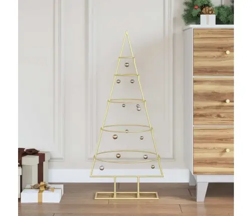 Metall Jõulupuu Koos Alusega Kuldne 90 Cm Pulbervärvitud Teras