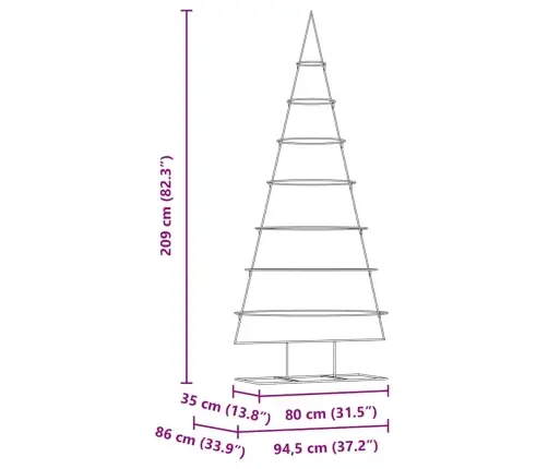 Metāla Ziemassvētku Koks Zelts 210 Cm Pulverkrāsots Tērauds Vidaxl