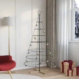 Kalėdų Kūgio Medis S Stovu Juoda 180 Cm Plienas