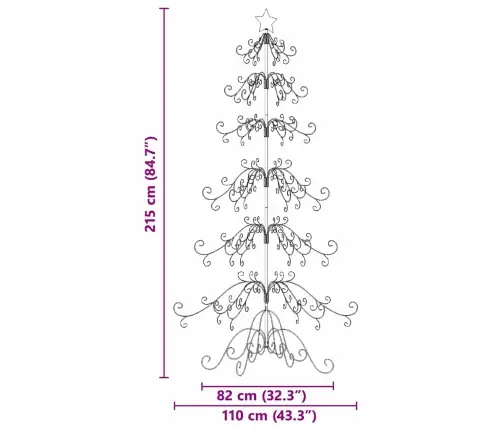 Metāla Ziemassvētku Koks Zelts 215 Cm Pulverkrāsots Tērauds Vidaxl