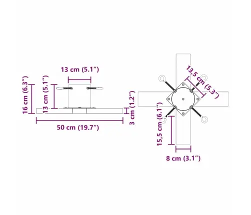 Ziemassvētku Eglītes Statīvs 1.73 Balts 50 X 50 X 16 Cm Vidaxl