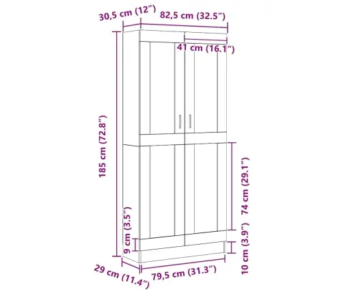 Raamaturiiul Must Tamm 82.5 X 30.5 X 185 Cm Tehispuit