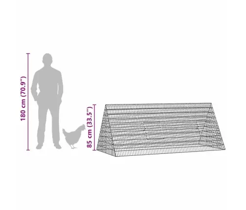 Vištų Narvas Sidabro 215 X 100 X 85 Cm Cinkuota Plienas