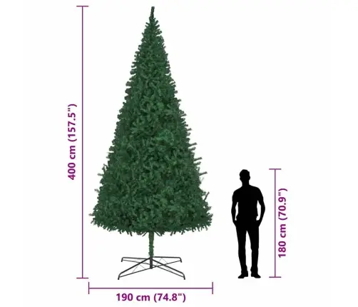 Mākslīgā Ziemassvētku Eglīte Zaļa 400 Cm Pvc Vidaxl