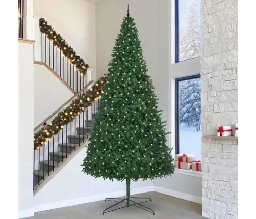 Jõulupuu Dekoratiivse Nöörgadega Roheline 400 Cm Pvc