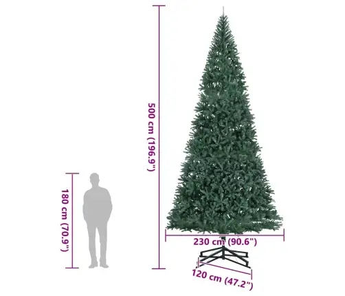 Mākslīgais Iepriekš Izgaismots Ziemassvētku Koks Zaļa 500 Cm Vidaxl