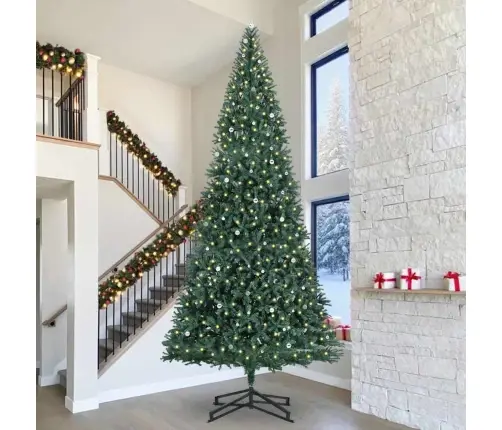 Mākslīgais Iepriekš Apgaismotais Ziemassvētku Koks Ar Bumbu Komplektu Vidaxl