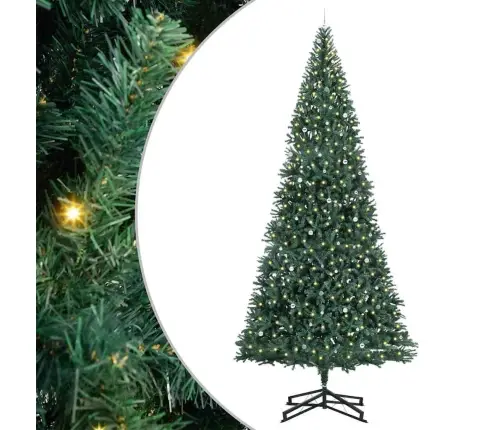 Mākslīgais Iepriekš Apgaismotais Ziemassvētku Koks Ar Bumbu Komplektu Vidaxl