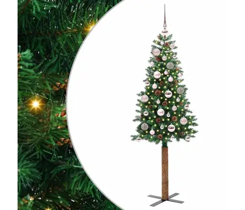 Tievā Ziemassvētku Egle Zaļa 150 Cm Pvc Un Cietā Priedes Koks Vidaxl