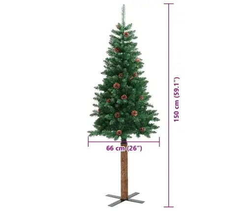 Tievā Ziemassvētku Egle Zaļa 150 Cm Pvc Un Cietā Priedes Koks Vidaxl