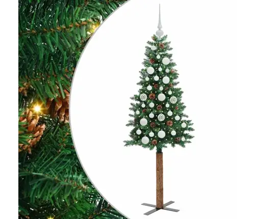 Tievā Ziemassvētku Egle Zaļa 150 Cm Pvc Un Cietā Priedes Koks Vidaxl