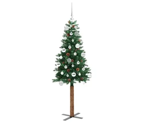 Tievā Ziemassvētku Egle Zaļa 150 Cm Pvc Un Cietā Priedes Koks Vidaxl