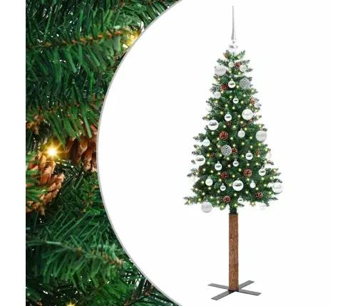 Tievā Ziemassvētku Egle Zaļa 150 Cm Pvc Un Cietā Priedes Koks Vidaxl