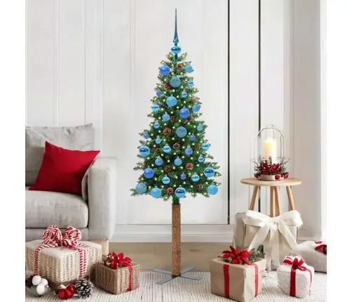 Peen Jõulupuu Koos Alusega Roheline 150 Cm Pvc Ja Tahke Mänd