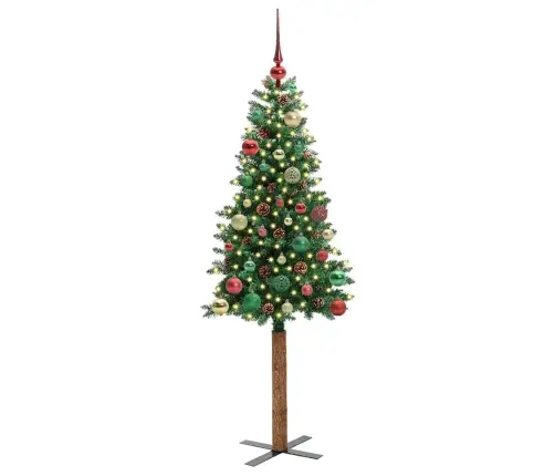 Tievā Ziemassvētku Egle Zaļa 150 Cm Pvc Un Cietā Priedes Koks Vidaxl