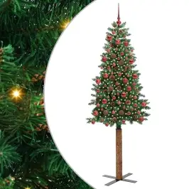 Tievā Ziemassvētku Egle Zaļa 180 Cm Pvc Un Cietā Priedes Koks Vidaxl