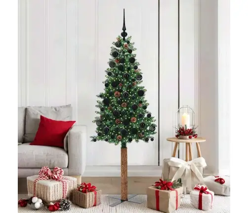 Peen Jõulupuu Koos Alusega Roheline 180 Cm Pvc Ja Tahke Mänd