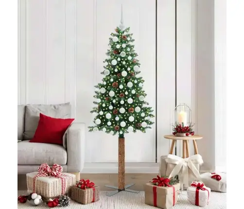 Peen Jõulupuu Koos Alusega Roheline 180 Cm Pvc Ja Tahke Mänd