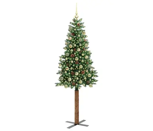 Tievā Ziemassvētku Egle Zaļa 180 Cm Pvc Un Cietā Priedes Koks Vidaxl