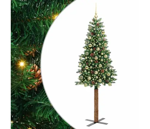 Tievā Ziemassvētku Egle Zaļa 180 Cm Pvc Un Cietā Priedes Koks Vidaxl