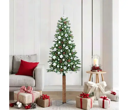 Tievā Ziemassvētku Egle Zaļa 180 Cm Pvc Un Cietā Priedes Koks Vidaxl Tievā Ziemassvētku Egle Zaļa 180 Cm Pvc Un Cietā Priedes Koks Vidaxl