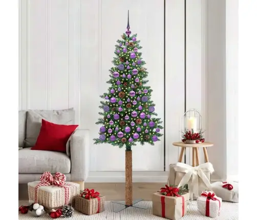 Peen Jõulupuu Koos Alusega Roheline 180 Cm Pvc Ja Tahke Mänd