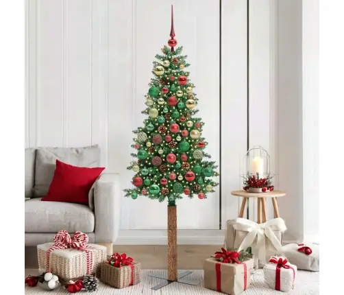 Tievā Ziemassvētku Egle Zaļa 180 Cm Pvc Un Cietā Priedes Koks Vidaxl