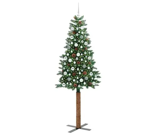 Tievā Ziemassvētku Egle Zaļa 210 Cm Pvc Un Cietā Priedes Koks Vidaxl